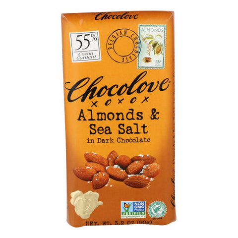 Chocolove, Almonds And Sea Salt Dark Chocolate, 3.2 Oz(Case Of 12) Chocolove