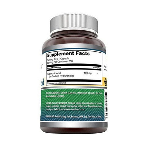 Amazing Nutrition, Amazing Formulas Hyaluronic Acid, 100 mg, 250 Caps Amazing Nutrition