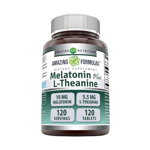 Amazing Nutrition, Amazing Formulas Melatonin Plus L-Theanine, 10 mg/5.5 mg, 120 Tabs Amazing Nutrition