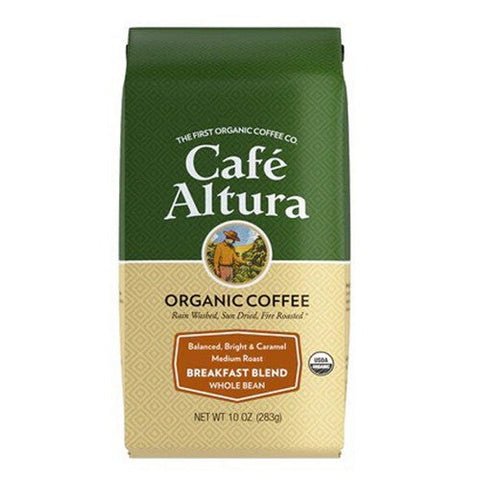 Cafe Altura, Organic Coffee Breakfast Blend Medium Roast, Whole Bean 10 Oz Cafe Altura