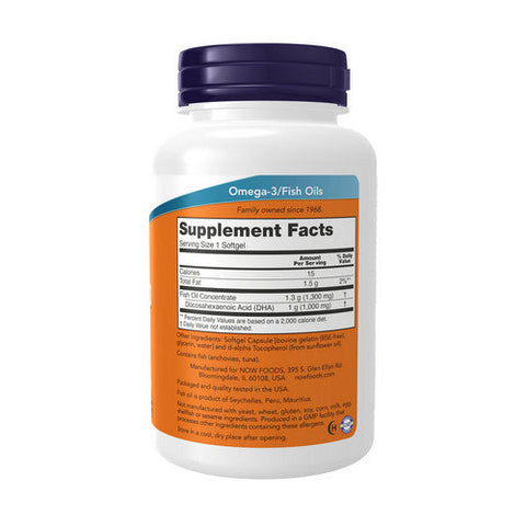 Now Foods, DHA-1000 Brain Support, 1000 mg, Extra Strength 90 Softgels Now Foods