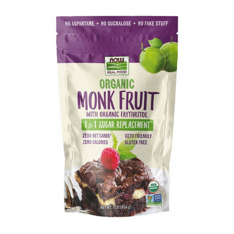 Now Foods, Organic Monk Fruit With Organic Erythritol, 1-to-1 Sugar Replacement 1 LB Now Foods