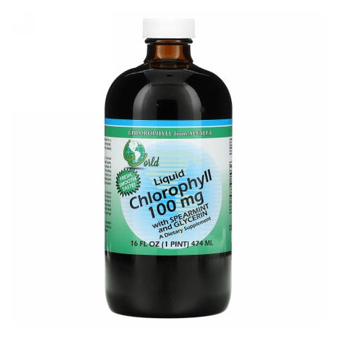World Organics, Liquid Chlorophyll With Spearmint And Glycerin, 100 mg, 16 FL Oz World Organics