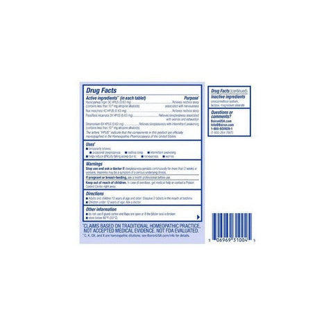 Boiron, SleepCalm Tablets Sleep Relief Fall Asleep Stay Asleep Calms Restless Sleep Unflavored, 60 Tabs Boiron