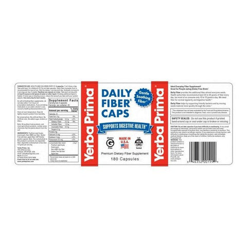 Yerba Prima, Daily Fiber Formula, 625 MG, 180 Caps Yerba Prima