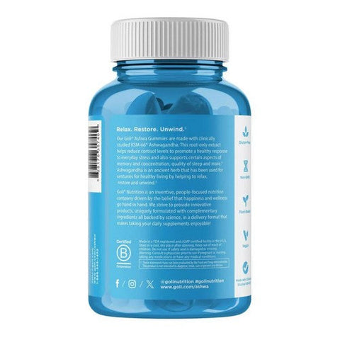 Goli Nutrition, Ashwagandha Gummies Mixed Berry, 60 Count Goli Nutrition