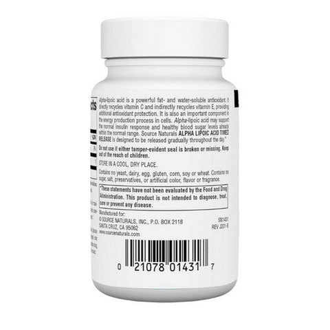 Source Naturals, Alpha Lipoic Acid, 300 MG, Timed Release 30 Tabs Source Naturals