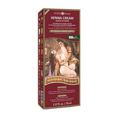 Surya Brasil, Henna Cream Hair Color Golden Blond, 2.37 Oz Surya Brasil