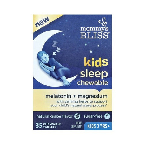 Kids Sleep Chewable Melatonin Plus Magnesium 3 Years Plus Natural Grape 35 Chews by Mommys bliss