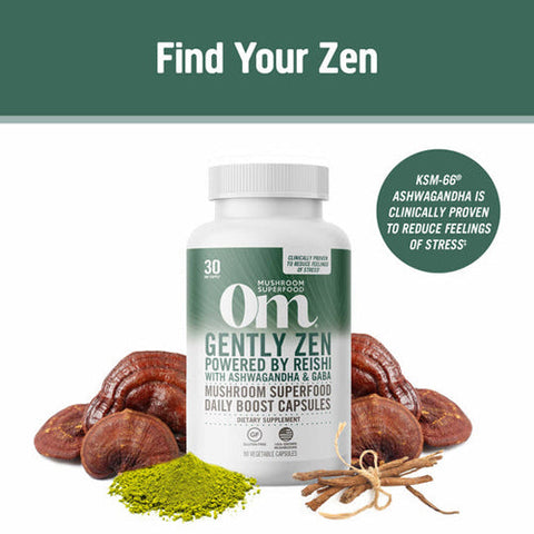 Om Mushrooms, Gently Zen, 90 Caps Om Mushrooms