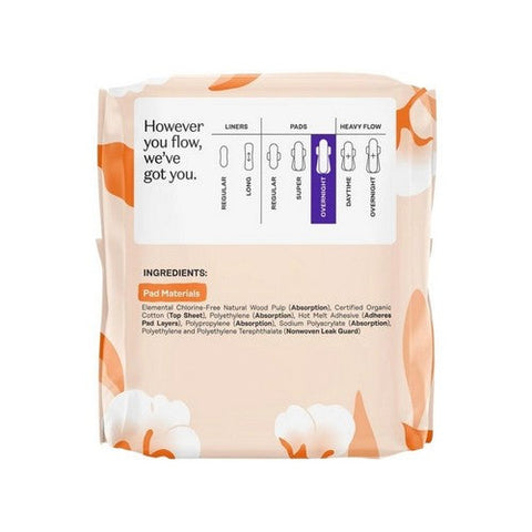 The Honey Pot, Organic Cotton Cover Cooling Herbal Infusion Overnight Pads, 12 Count The Honey Pot