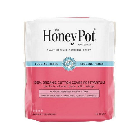 The Honey Pot, Organic Herbal-Infused Pads with Wings Post-Partum, 12 Count The Honey Pot