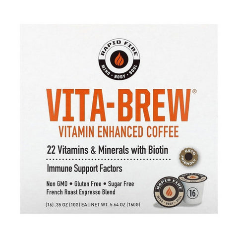Rapid Fire, Vitamin Brew Vitamin Enhanced Coffee Pods, 16 Count Rapid Fire
