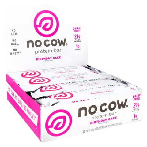 No Cow Bar, No Cow Protein Bar Birthday Cake, 12 Count No Cow Bar