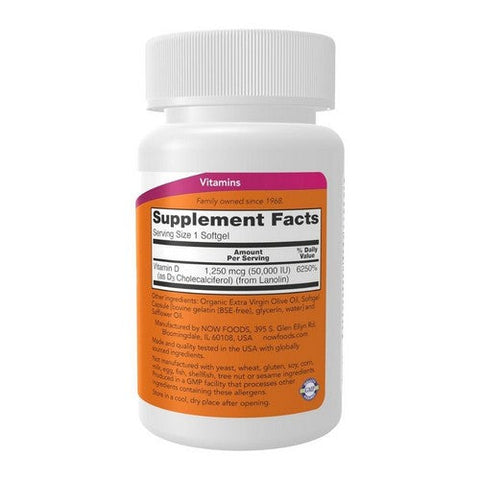 Now Foods, Vitamin D-3, 50,000 IU, 50 Softgels Now Foods
