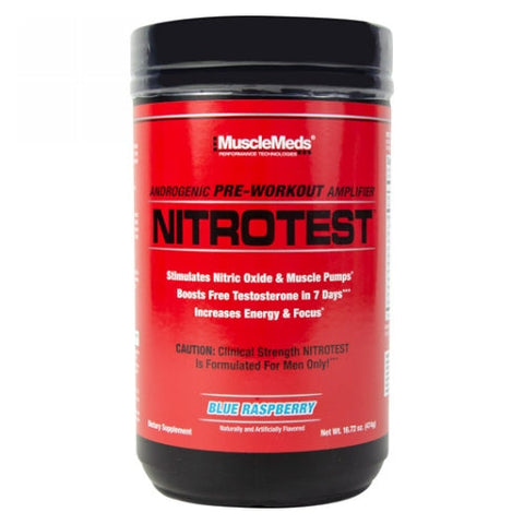 Muscle Meds, Nitrotest Preworkout Blue Raspberry, 30 Servings Muscle Meds