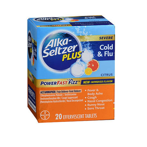 Alka-Seltzer, Plus Severe Cold & Flu Powerfast Fizz Effervescent Tablets Citrus, 20 Tabs Alka-Seltzer