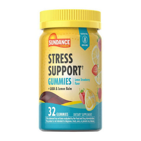 Sundance, Vitamins Stress Support Gummies + GABA and Lemon Balm Gummies Natural Lemon Strawberry, 32 Gummies Sundance