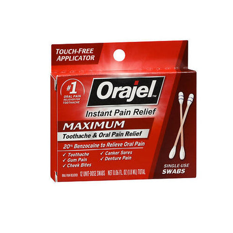 Orajel, Toothache & Oral Pain Relief Swabs, 12 Count Orajel