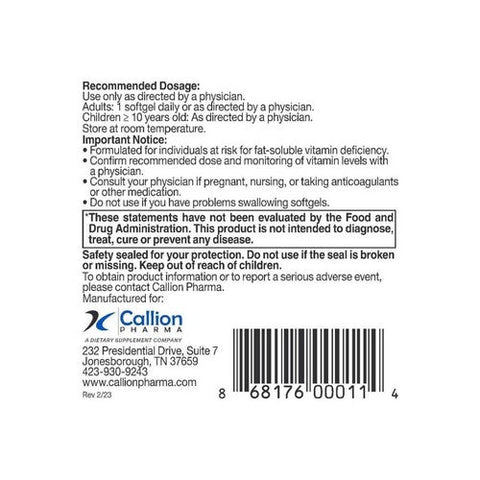 Callion Pharma, Dekas Plus, 60 Softgels Callion Pharma