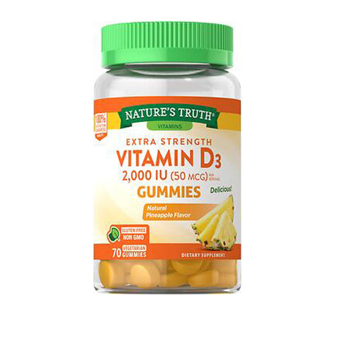 Nature's Truth, Extra Strength Vitamin D3 Gummies Natural Pineapple, 70 Count Nature's Truth