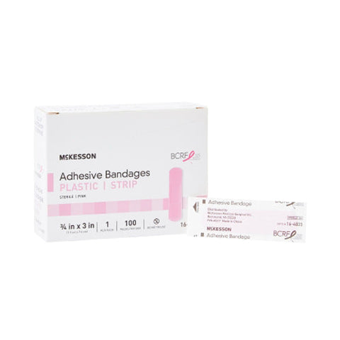 McKesson, Pink Adhesive Strip 3/4 x 3 Inch, Box Of 100 McKesson
