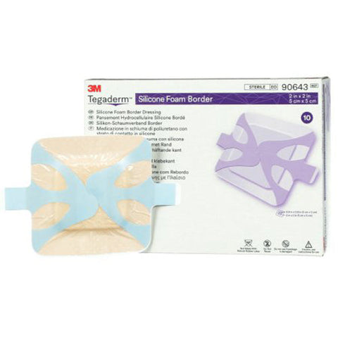 3M, Tegaderm Silicone Foam Dressing 2 x 2 Inch, Box Of 10 3M