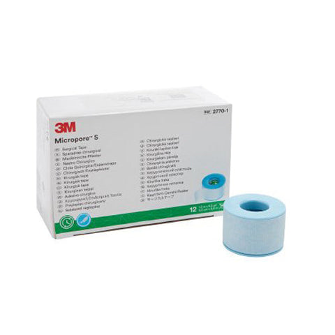 3M, Micropore S Silicone Medical Tape 1 Inch x 5-1/2 Yard Blue, Box Of 12 3M