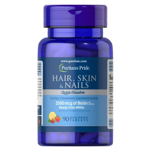 Puritan's Pride, Quick Dissolve Hair Skin Nails, 90 Tablets Puritan's Pride