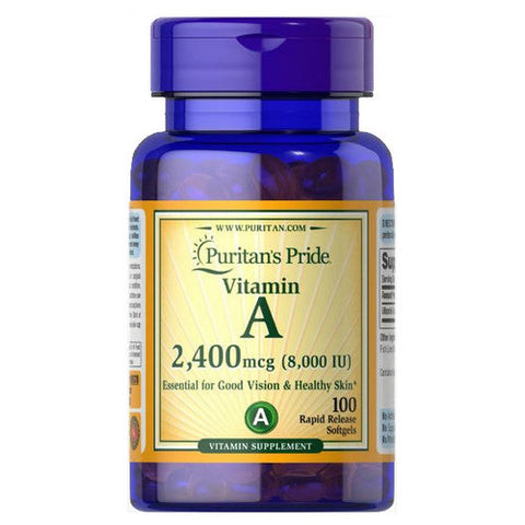 Puritan's Pride, Vitamin A 8,000 IU (2,400 mcg), 100 Rapid Release Softgels Puritan's Pride