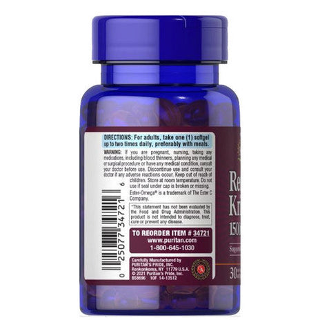 Puritan's Pride, Maximum Strength Red Krill Oil, 1500 mg, 30 Softgels Puritan's Pride