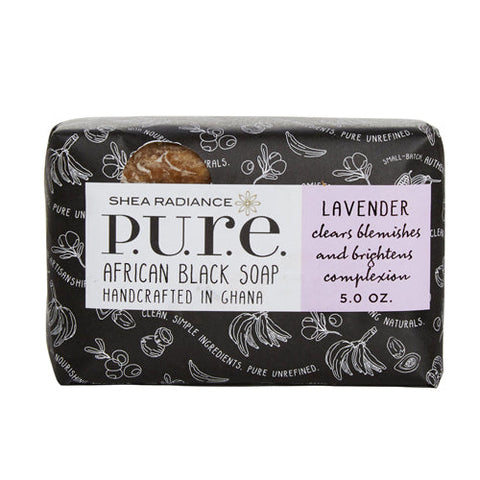 Shea Radiance, African Black Soap Bar Lavender, 5 Oz Shea Radiance