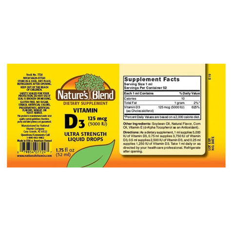 Nature's Blend, Vitamin D3 Drops, 125 Mcg, 1.75 Oz Nature's Blend