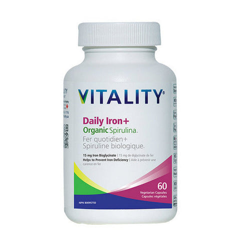 Vitality, Daily Iron Plus Organic Spirulina, 60 VegCaps Vitality