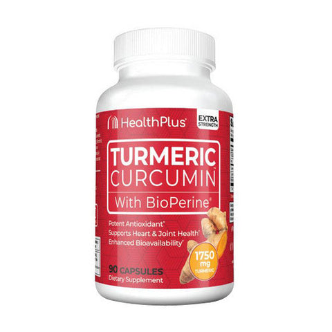 Health Plus, Turmeric Curcumin with BioPerine, 90 Caps Health Plus