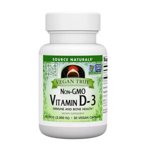 Source Naturals, Vegan True Non-GMO Vitamin D-3, 2,000 IU, 30 VegCaps Source Naturals