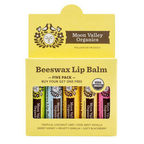 Moon Valley Organics, Organic Beeswax Lip Balm Variety Pack, 5 Count Moon Valley Organics