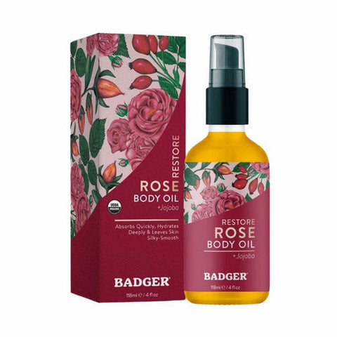 Badger Balm, Damascus Rose Body Oil, 113 Grams Badger Balm