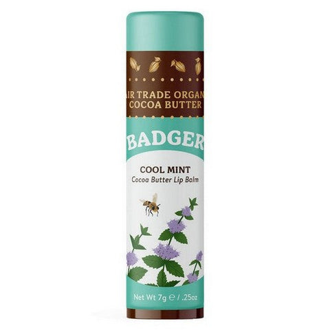 Badger Balm, Cocoa Butter Lip Balm Cool Mint, .25 Oz Badger Balm