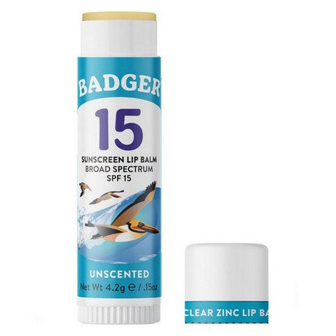 Badger Balm, Mineral Sunscreen Lip Balm SPF 15, .15 Oz Badger Balm