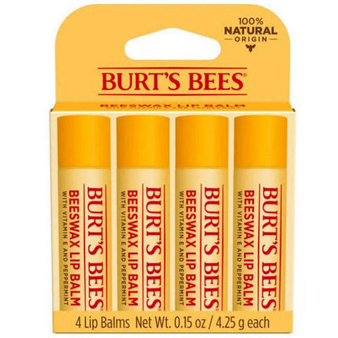 Burts Bees, Beeswax Lip Balm, 4 Count Burts Bees