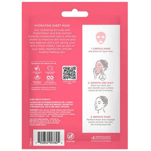 Burts Bees, Hydrating Sheet Mask with Watermelon, 0.33 Oz Burts Bees
