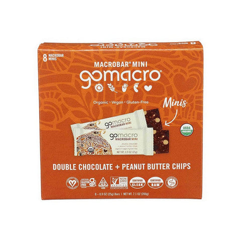 Gomacro, MacroBar Minis Double Chocolate Peanut Butter Chip, 8 Count Gomacro