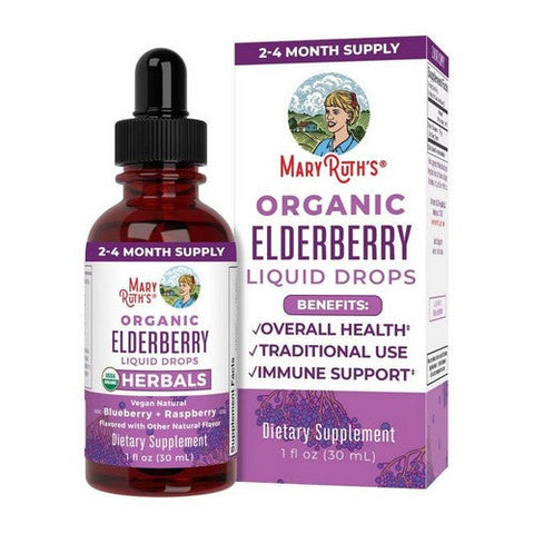 MaryRuth's, Organic Elderberry Drops Blueberry Plus Raspberry, 1 Oz MaryRuth's