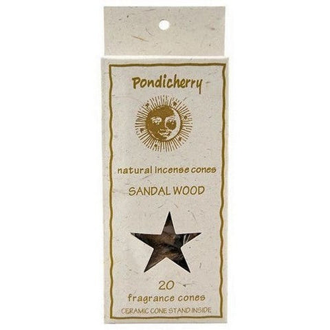 Pondicherry Natural Incense, Sandalwood Incense Cones, 20 Count Pondicherry Natural Incense
