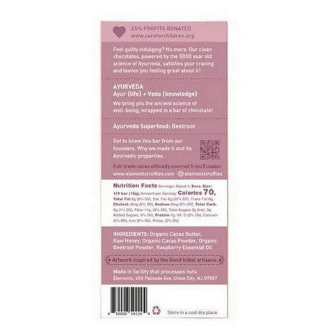 Elements Truffles, Raspberry with Beetroot Infusion 70% Cacao Artisanal Chocolate, 2 Oz Elements Truffles