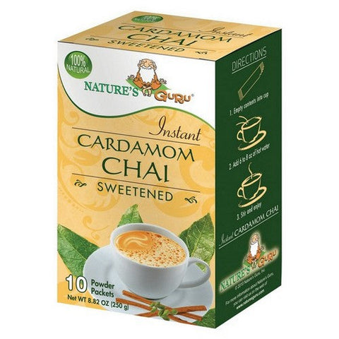 Natureâ€™s Guru, Instant Chai Cardamom Chai Unsweetened, 10 Count Nature’s Guru