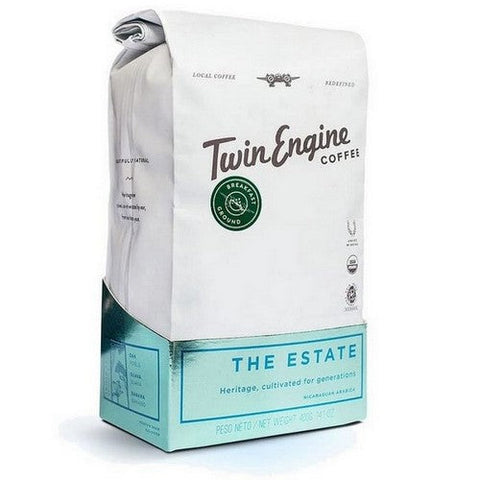 Twin Engine Coffee, Organic Estate Breakfast Ground Coffee, 14 Oz Twin Engine Coffee