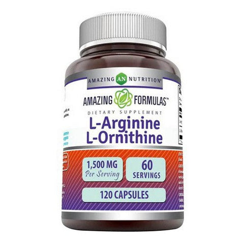 Amazing Nutrition, Amazing Formulas L-Arginine/L-Ornithine, 1500 mg, 120 Caps Amazing Nutrition