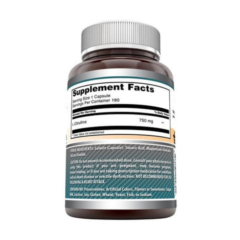 Amazing Nutrition, Amazing Formulas L-Citrulline, 750 mg, 180 Caps Amazing Nutrition